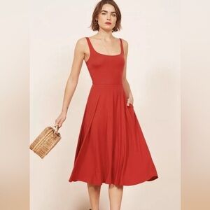 The Reformation Rou Knit Midi Dress Red Size XL